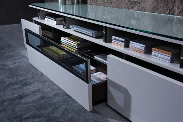 Modrest Hurst Contemporary Grey Gloss TV Stand - Image 4