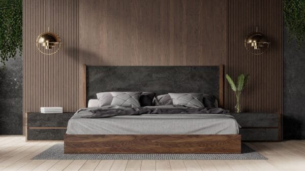 Nova Domus Rado - Modern Walnut & Volcanic Slate Bed - Image 3