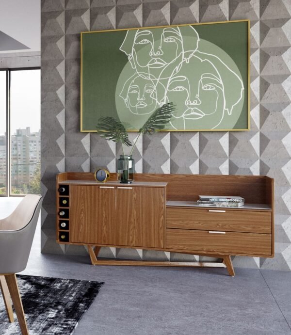 Modrest James - Contemporary Walnut & White Buffet - Image 4