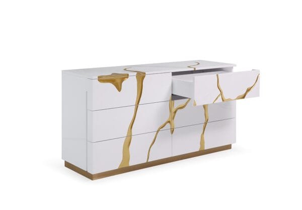 Modrest Aspen Modern White & Gold Dresser - Image 2