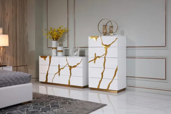 Modrest Aspen Modern White & Gold Chest - Image 4