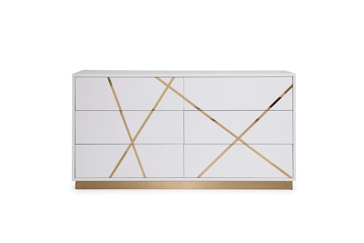 Modrest Nixa Modern Wide White and Gold Dresser 1 Modrest Nixa  Modern Wide White and Gold Dresser