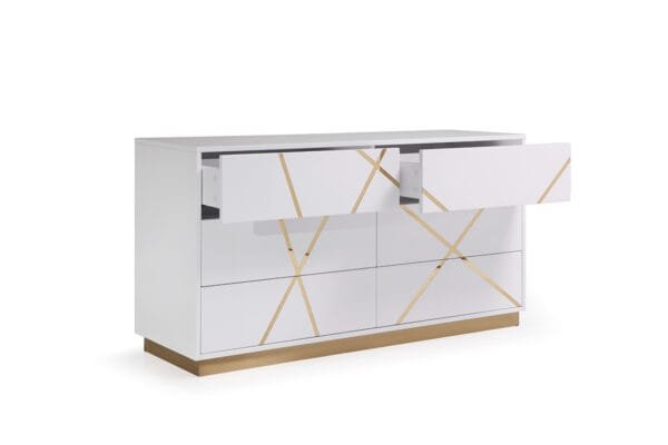 Modrest Nixa  Modern Wide White and Gold Dresser - Image 2