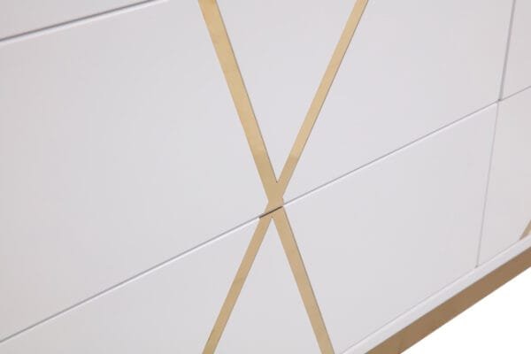 Modrest Nixa  Modern Wide White and Gold Dresser - Image 5