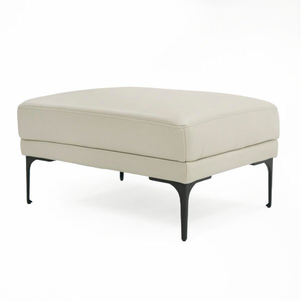 Divani Casa Jacoba - Modern Light Grey Leather Rectangular Ottoman