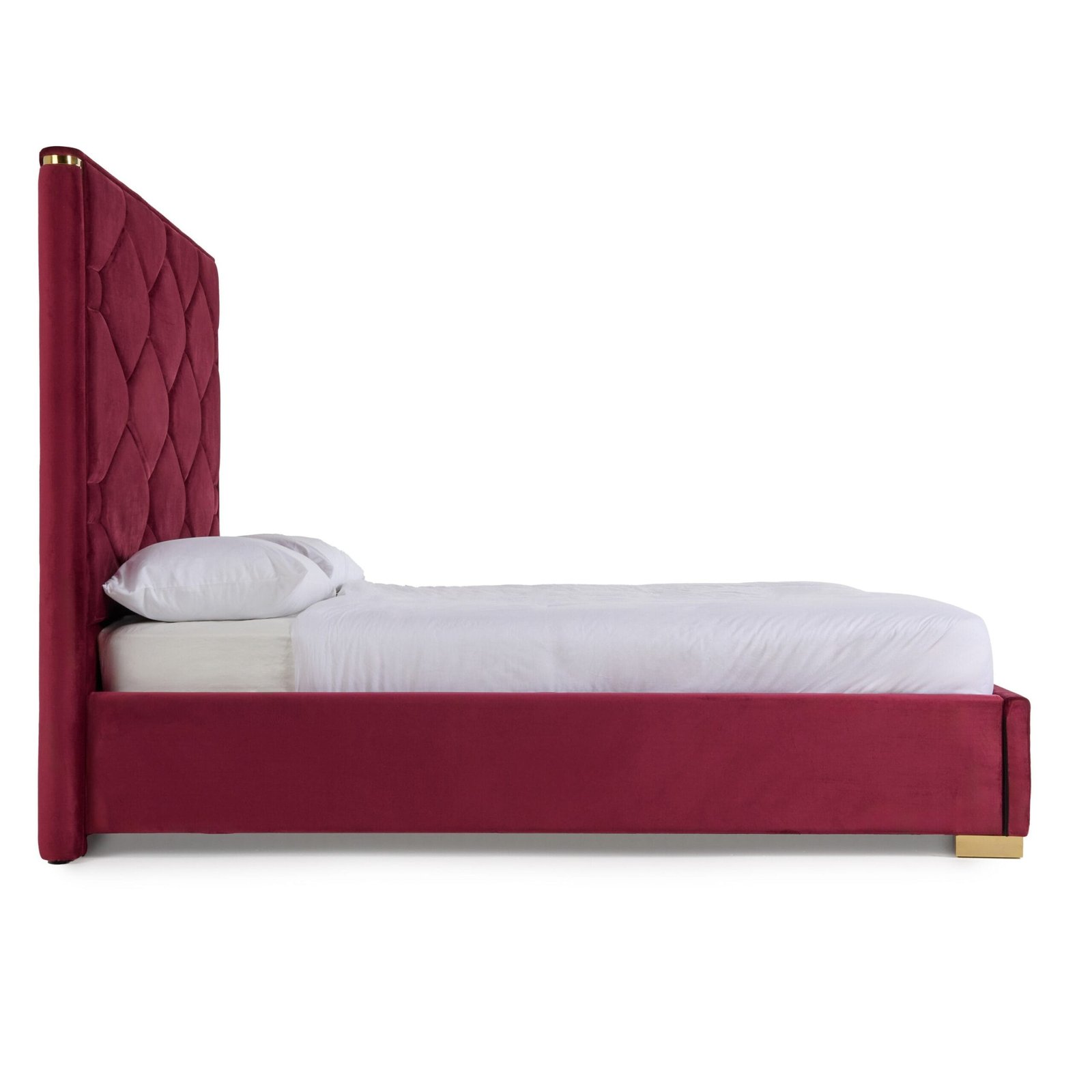 Modrest Janet - Modern Red Velvet + Gold Bed 2 Modrest Janet - Modern Red Velvet + Gold Bed - Image 2