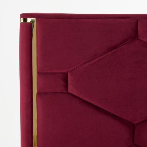 Eastern King Modrest Janet - Modern Red Velvet + Gold Bed - Image 4