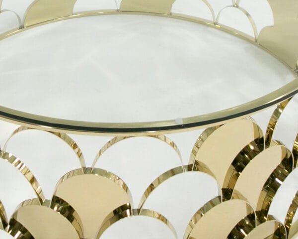 Modrest Javier Modern Glass & Gold Round Coffee Table - Image 3