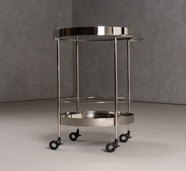 Modrest Jeeves - Modern Stainless Steel + Mirror Rolling Cart - Image 2