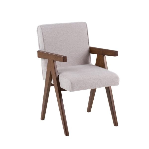Modrest Joseline - Modern Beige Fabric + Walnut Dining Chair (Set of 2) - Image 3