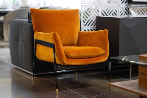 Divani Casa Joseph Modern Orange Fabric Accent Chair - Image 2