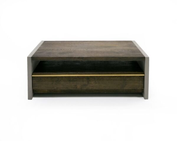 Modrest June - Modern Dark Grey Concrete & Walnut Coffee Table