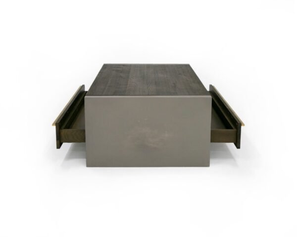 Modrest June - Modern Dark Grey Concrete & Walnut Coffee Table - Image 3