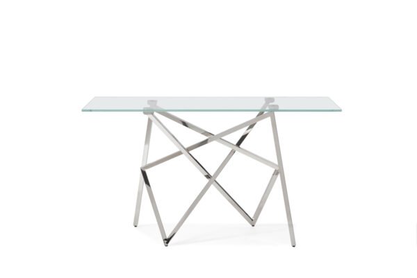 Modrest Hawkins Modern Glass & Stainless Steel Console Table - Image 3