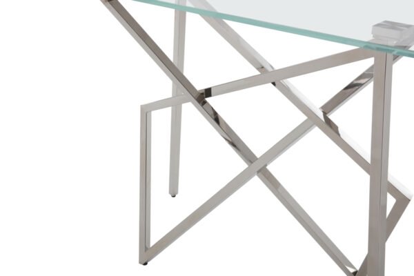 Modrest Hawkins Modern Glass & Stainless Steel Console Table - Image 2