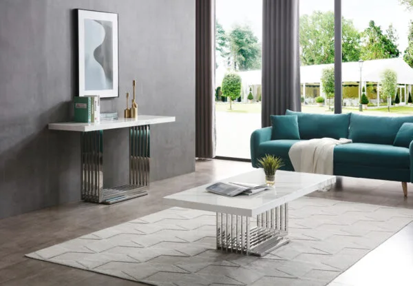 Modrest Kingsley Modern Marble & Stainless Steel Console Table - Image 2