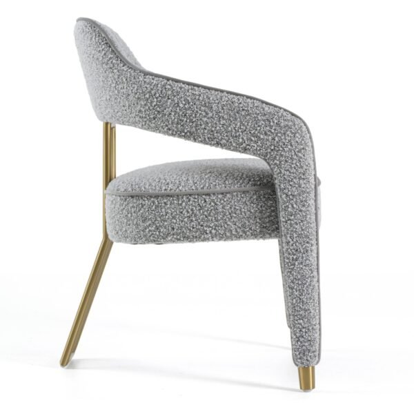 Modrest Kasem - Modern Grey Fabric + Gold Dining Chair - Image 3