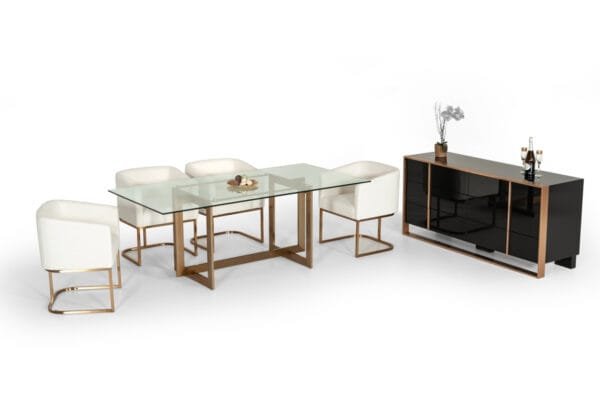 Modrest Keaton Modern Glass & Brass Dining Table - Image 3