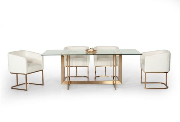 Modrest Keaton Modern Glass & Brass Dining Table - Image 2