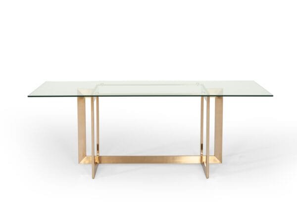 Modrest Keaton Modern Glass & Brass Dining Table - Image 5