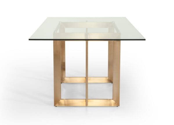Modrest Keaton Modern Glass & Brass Dining Table - Image 4