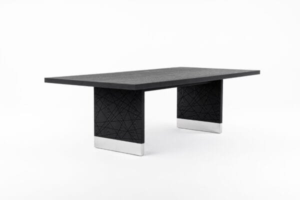 Modrest Kenda - Modern Black Ash + Stainless Steel Dining Table - Image 2