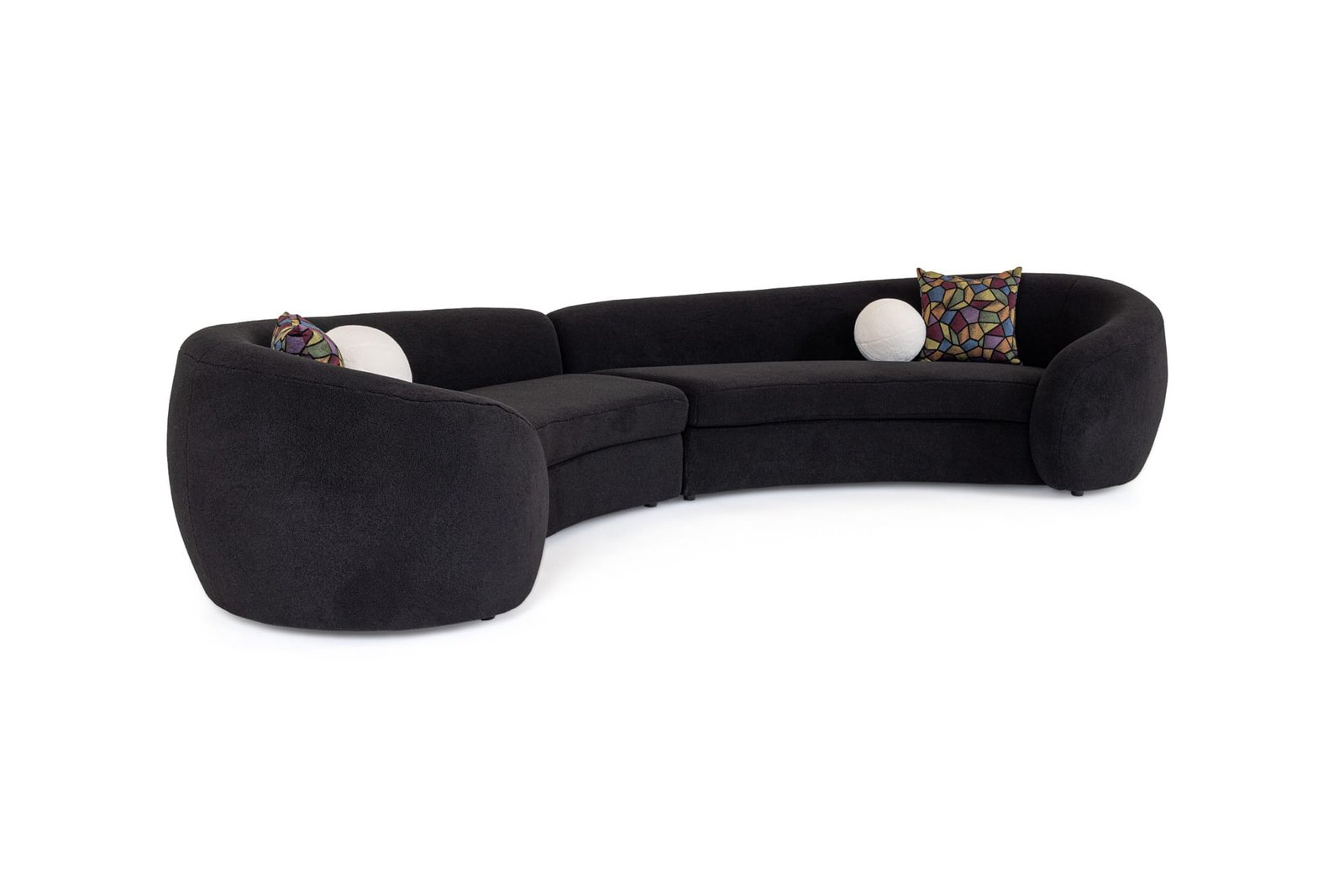 Modrest - Kilmer Modern Black Curved Fabric Sectional Sofa 3 Modrest - Kilmer Modern Black Curved Fabric Sectional Sofa - Image 3