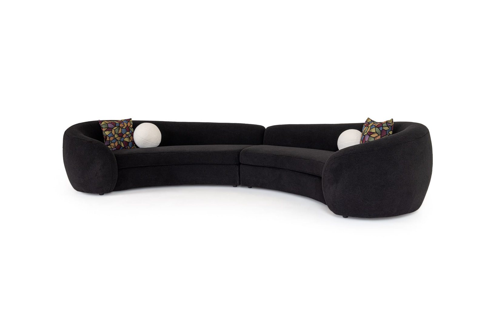 Modrest - Kilmer Modern Black Curved Fabric Sectional Sofa 4 Modrest - Kilmer Modern Black Curved Fabric Sectional Sofa - Image 4