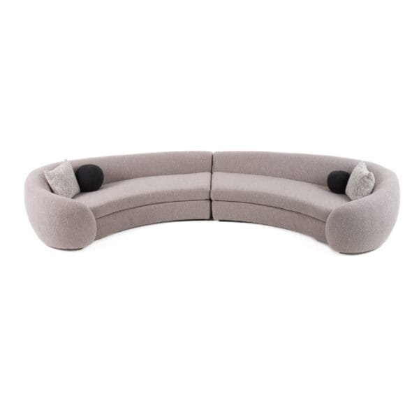Modrest - Kilmer Modern Grey Curved Fabric Sectional Sofa - Image 2