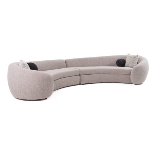 Modrest - Kilmer Modern Grey Curved Fabric Sectional Sofa - Image 3