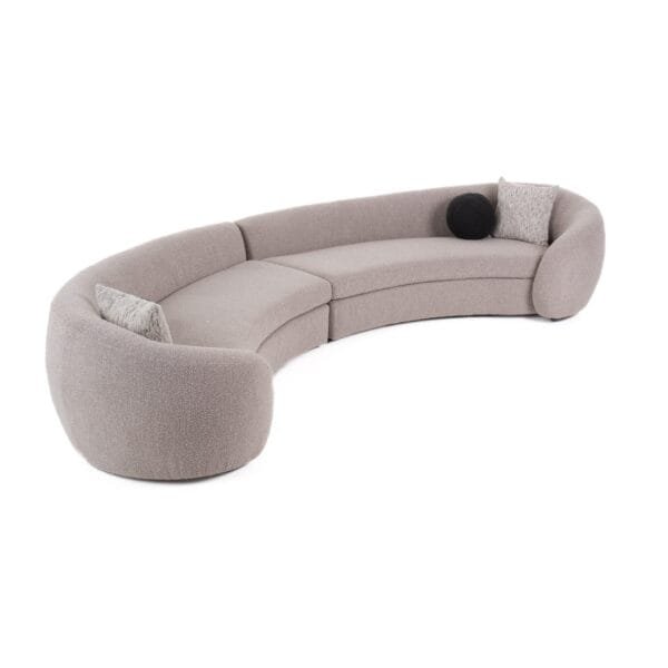 Modrest - Kilmer Modern Grey Curved Fabric Sectional Sofa - Image 4