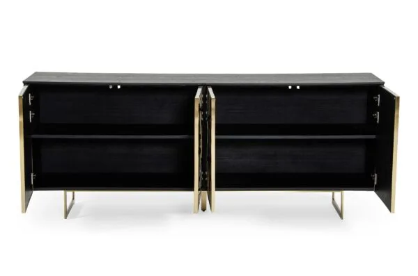 Modrest Kilson - Modern Black Oak & Champagne Gold Buffet - Image 2