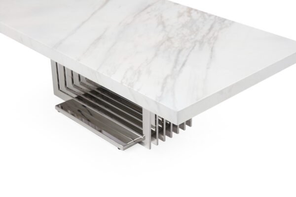 Modrest Kingsley Modern Marble & Stainless Steel Coffee Table - Image 4