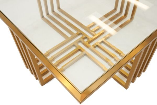 Modrest Kodiak - Glam Clear Glass and Gold Glass Coffee Table - Image 2