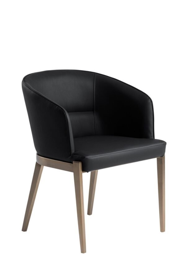 Modrest Kravitz - Modern Dark Grey Vegan Leather + Antique Brass Dining Chair