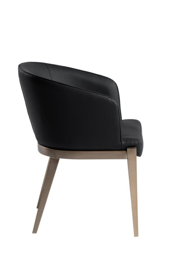 Modrest Kravitz - Modern Dark Grey Vegan Leather + Antique Brass Dining Chair - Image 2