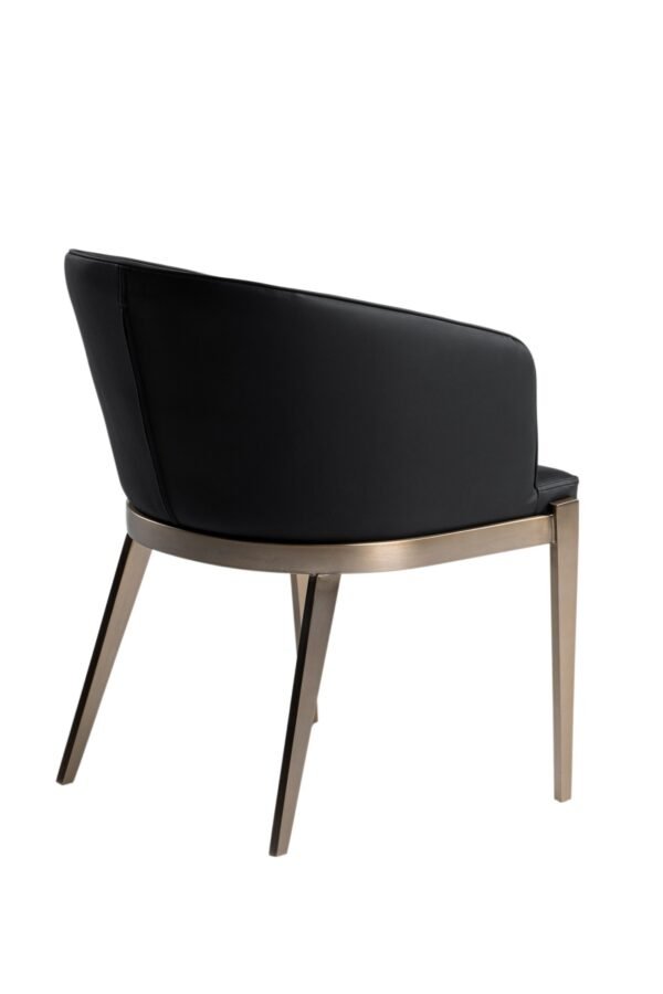 Modrest Kravitz - Modern Dark Grey Vegan Leather + Antique Brass Dining Chair - Image 4