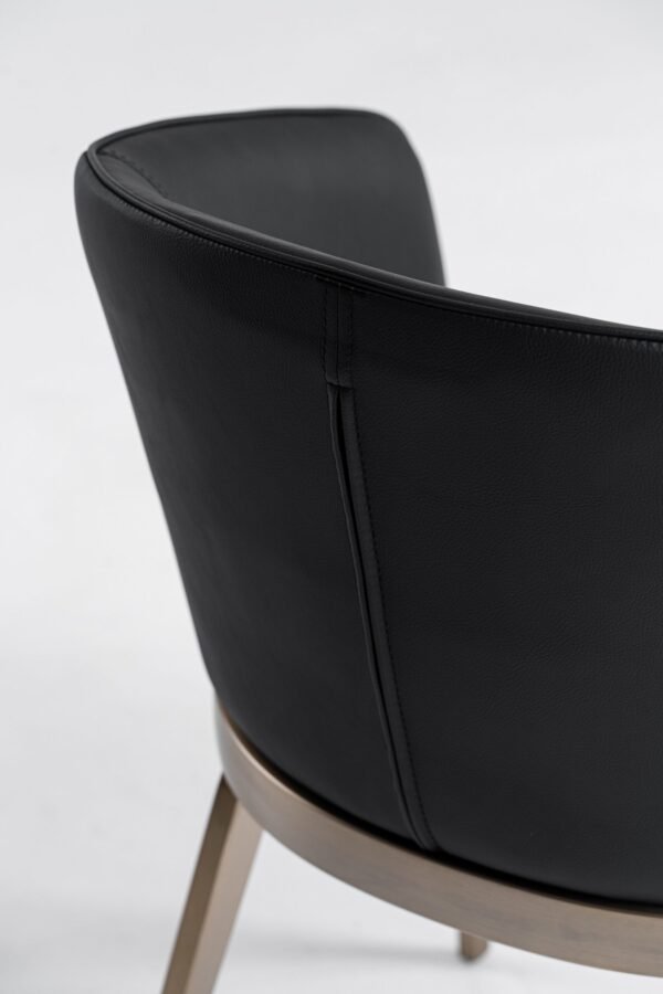 Modrest Kravitz - Modern Dark Grey Vegan Leather + Antique Brass Dining Chair - Image 5