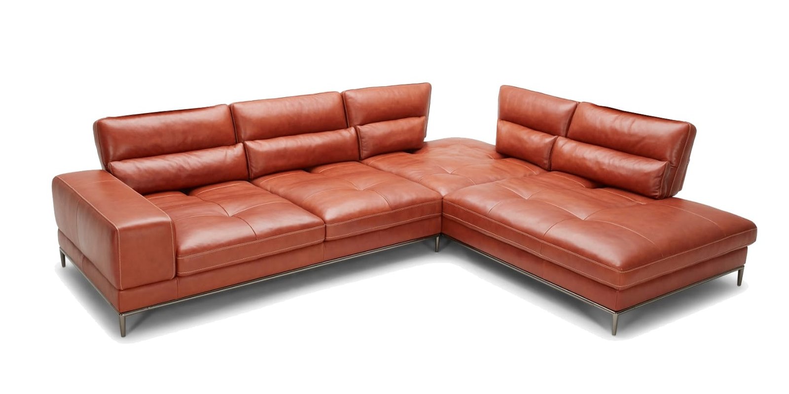 Divani Casa Kudos - Modern Cognac RAF Chaise Sectional Sofa 2 Divani Casa Kudos - Modern Cognac RAF Chaise Sectional Sofa - Image 2
