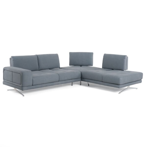 Lamod Italia Mood - Contemporary Blue Leather Right Facing Sectional Sofa - Image 2