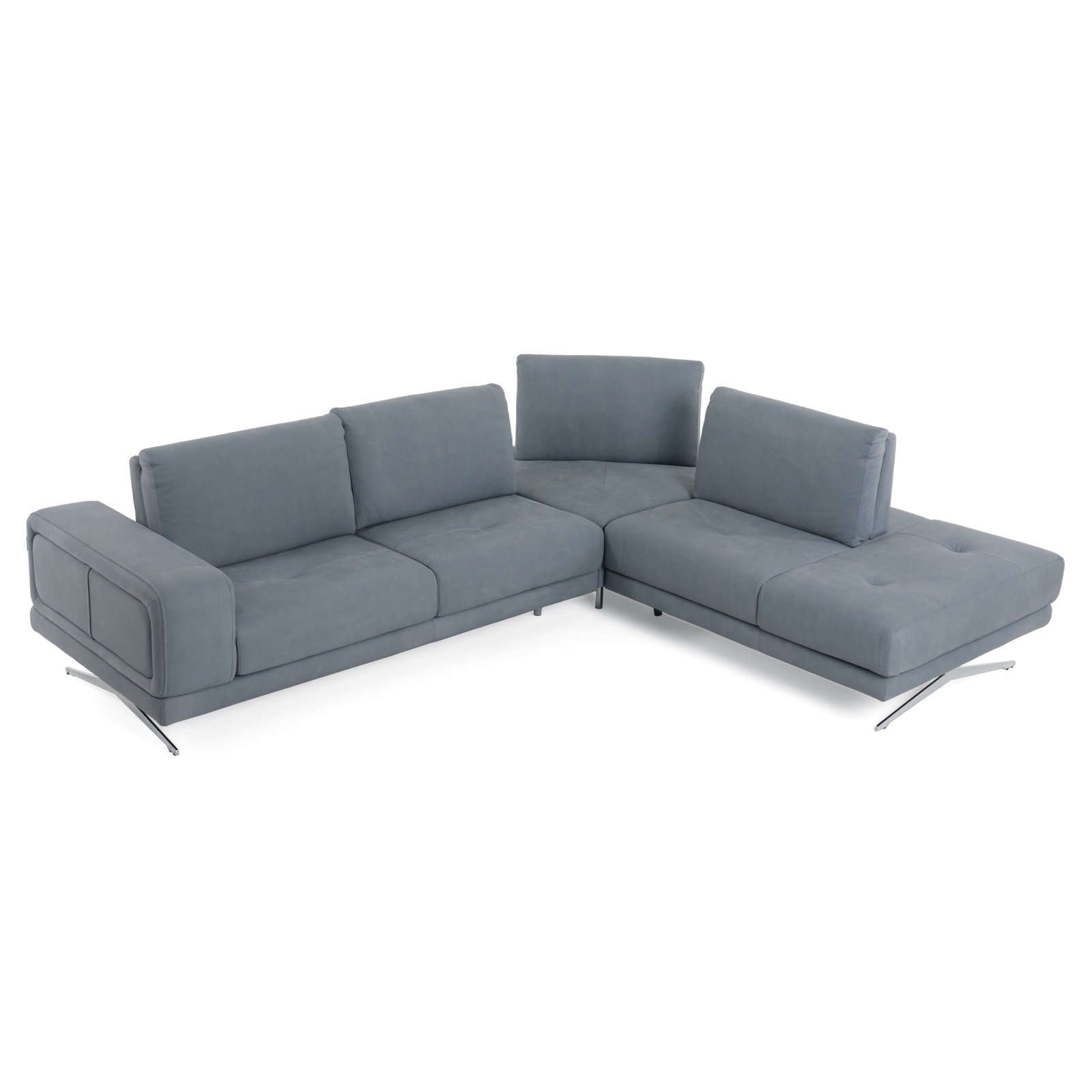 Lamod Italia Mood - Contemporary Blue Leather Right Facing Sectional Sofa 1 Lamod Italia Mood - Contemporary Blue Leather Right Facing Sectional Sofa