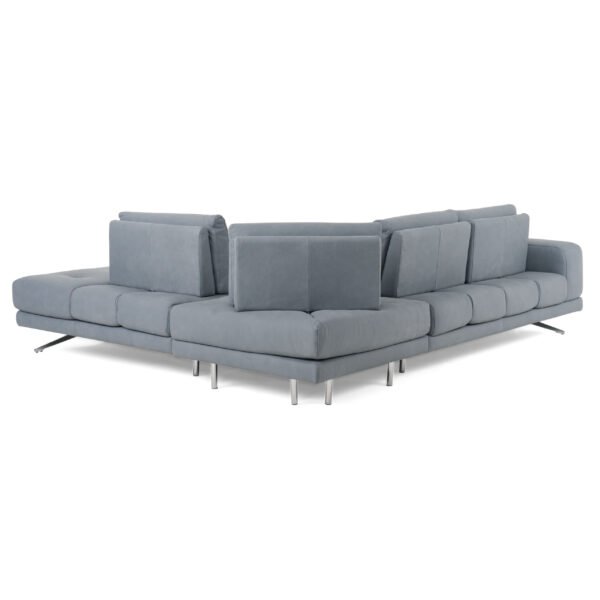 Lamod Italia Mood - Contemporary Blue Leather Right Facing Sectional Sofa - Image 4