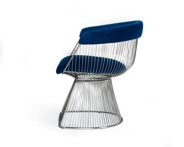 Modrest Lauren - Blue Velvet and Stainless Steel Dining Chair - Image 2