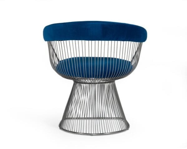 Modrest Lauren - Blue Velvet and Stainless Steel Dining Chair - Image 3