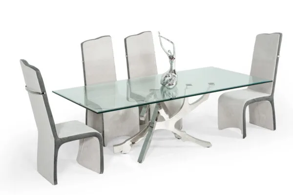 Modrest Legend Modern Glass & Stainless Steel Dining Table - Image 5