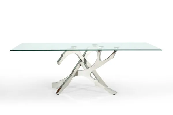Modrest Legend Modern Glass & Stainless Steel Dining Table - Image 4