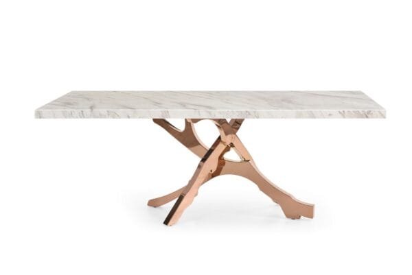 Modrest Legend - Modern White Marble & Rosegold Dining Table - Image 4