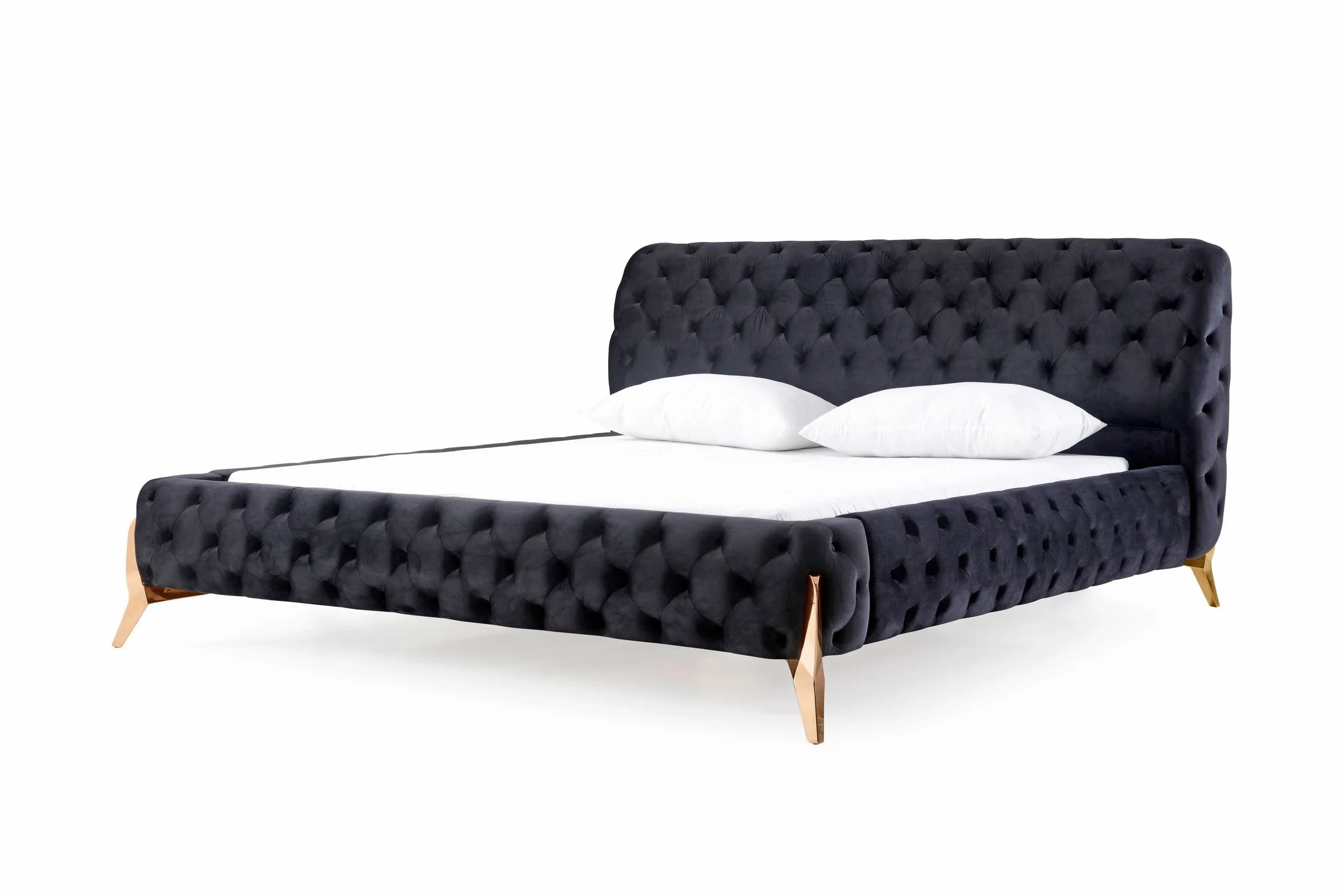 Modrest Legend - Modern Black Velvet & Rosegold Bed