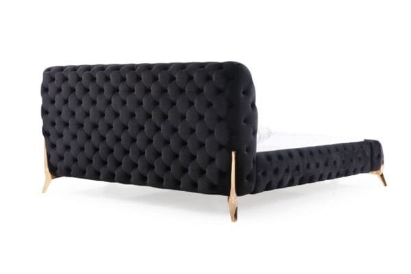 Modrest Legend - Modern Black Velvet & Rosegold Bed - Image 2