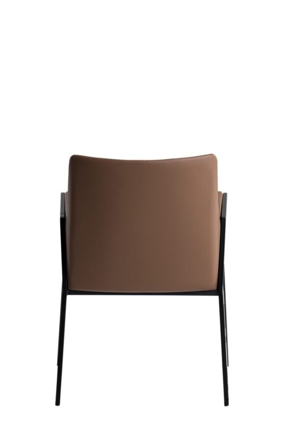 Modrest Leshay - Modern Dark Camel Vegan Leather + Black Metal Dining Chair - Image 3